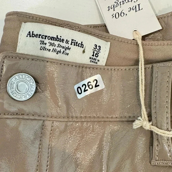 Abercrombie Fitch Jeans size 33 Ultra high rise‎ Vegan Leather The 90’s straight - Picture 9 of 12